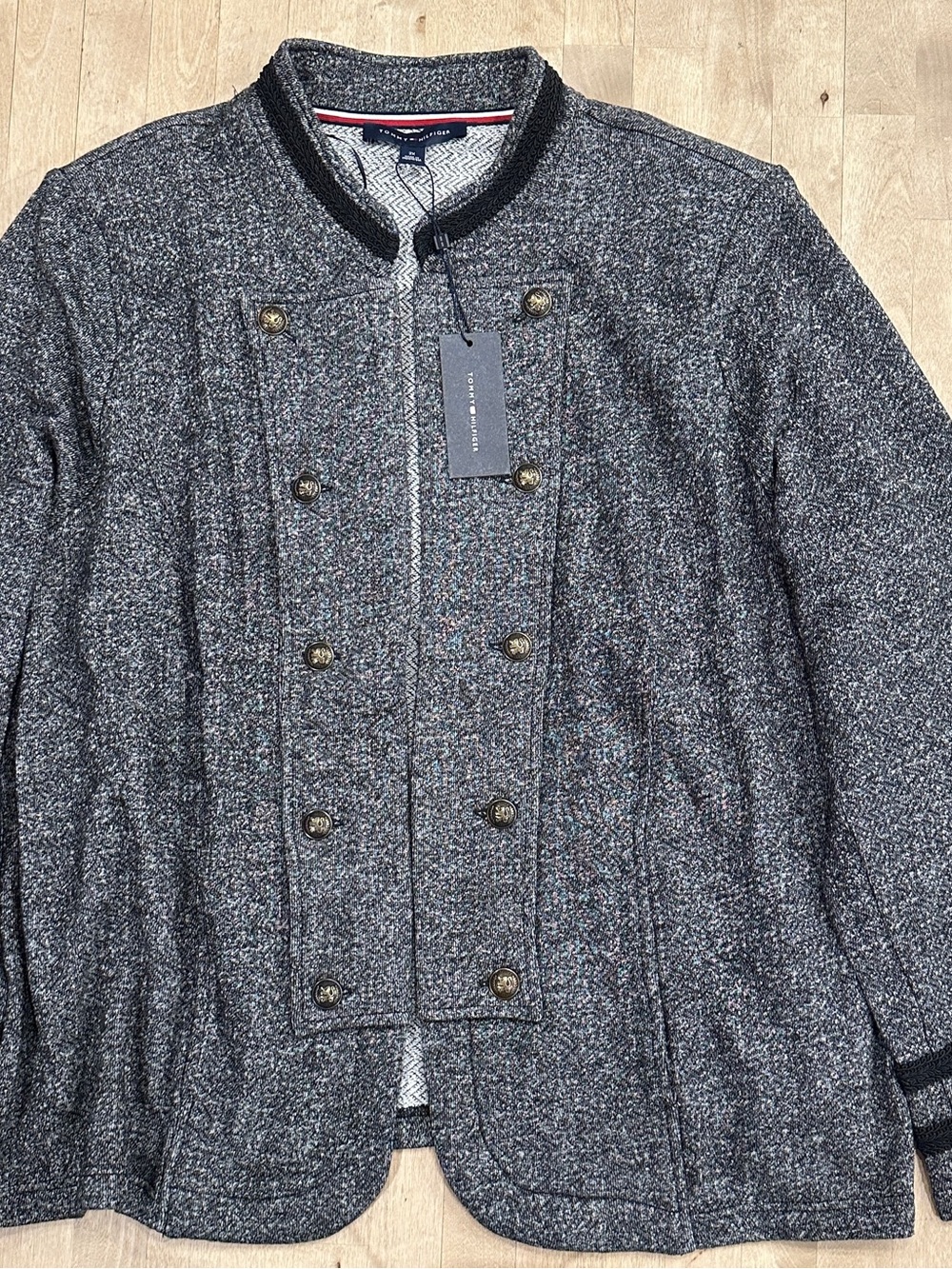 Tommy Hilfiger Black and White Marled Knit Jacket